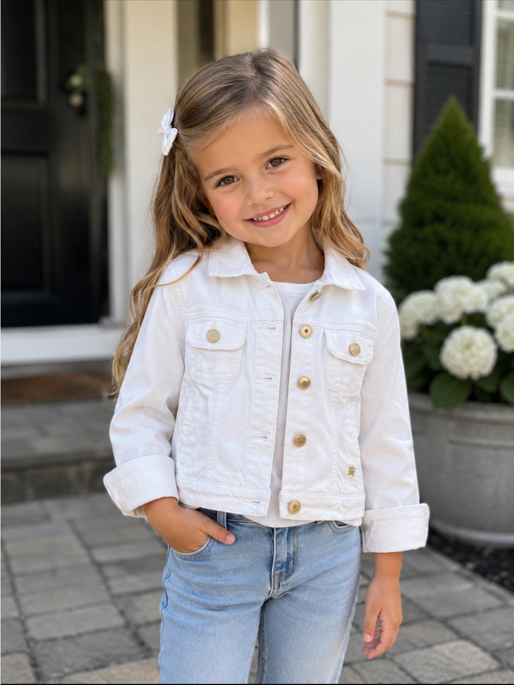 Burberry Kids Girls Mini Me White
Logo Denim Jacket Sz 8